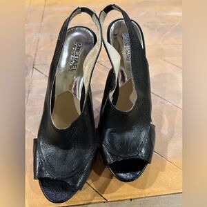 Michael Kors Black Peep Toe Slingback Heels